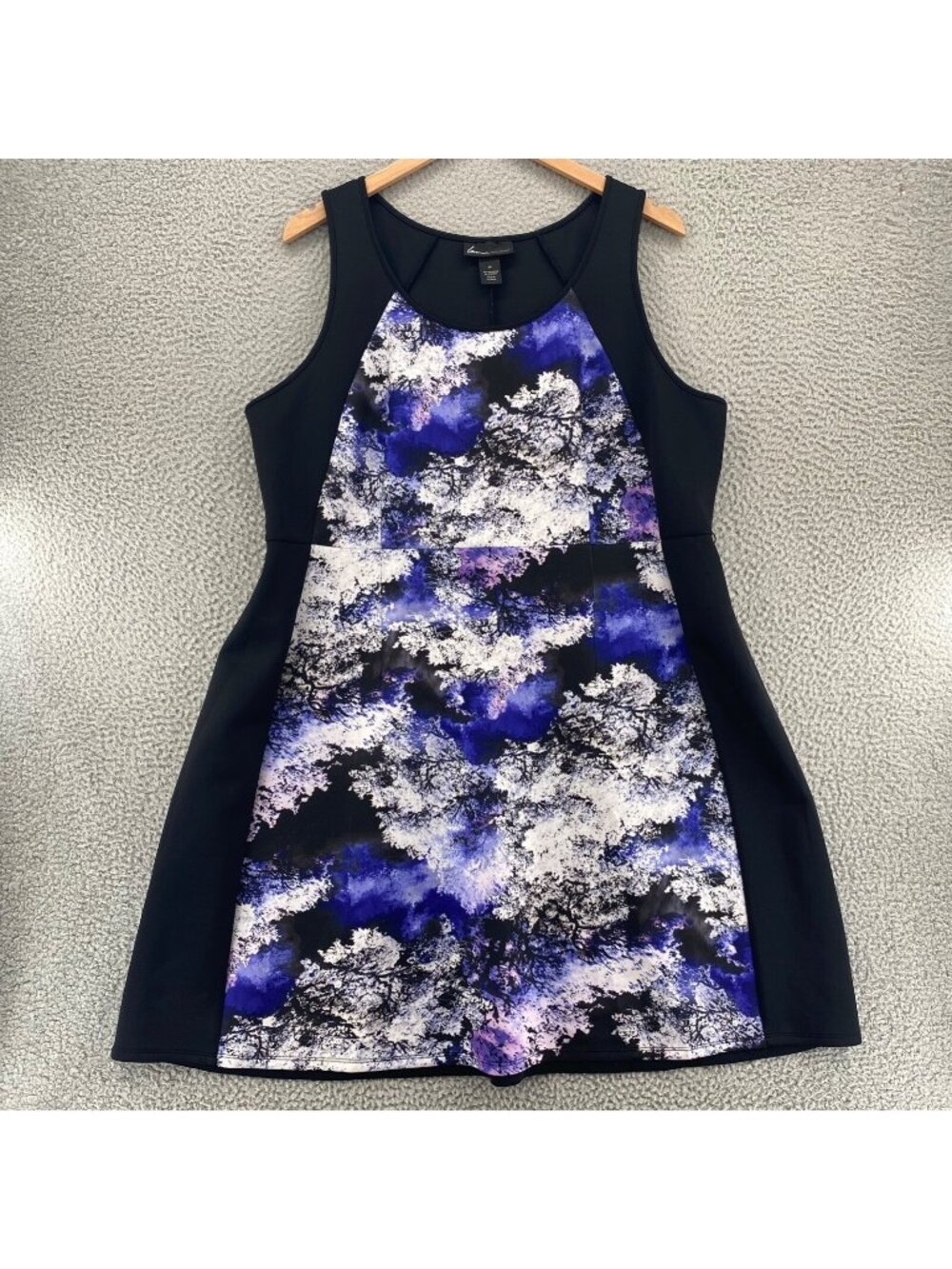 Lane Bryant Dress Womens 24 Plus Purple Black Colorblock Scuba Stretch A Line